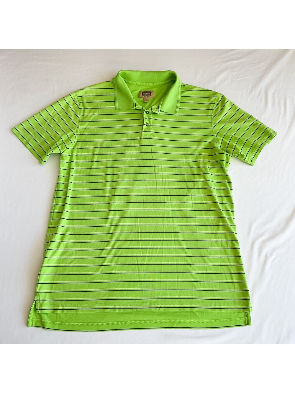 The Foundry Supply Co. Men's Quick-Dri Green Striped Lightweight Polo Shirt XLT